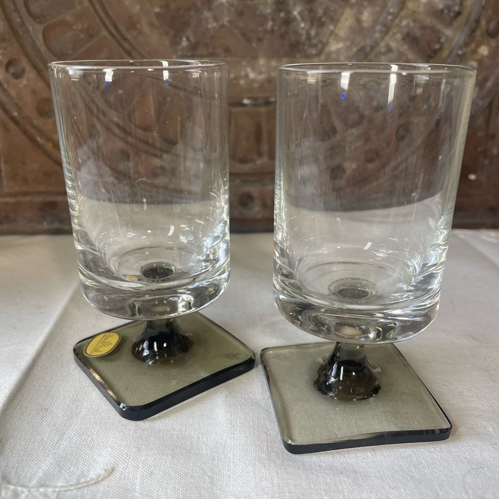 Vintage Rosenthal clear brown MCM barware shot cordial glasses nwt